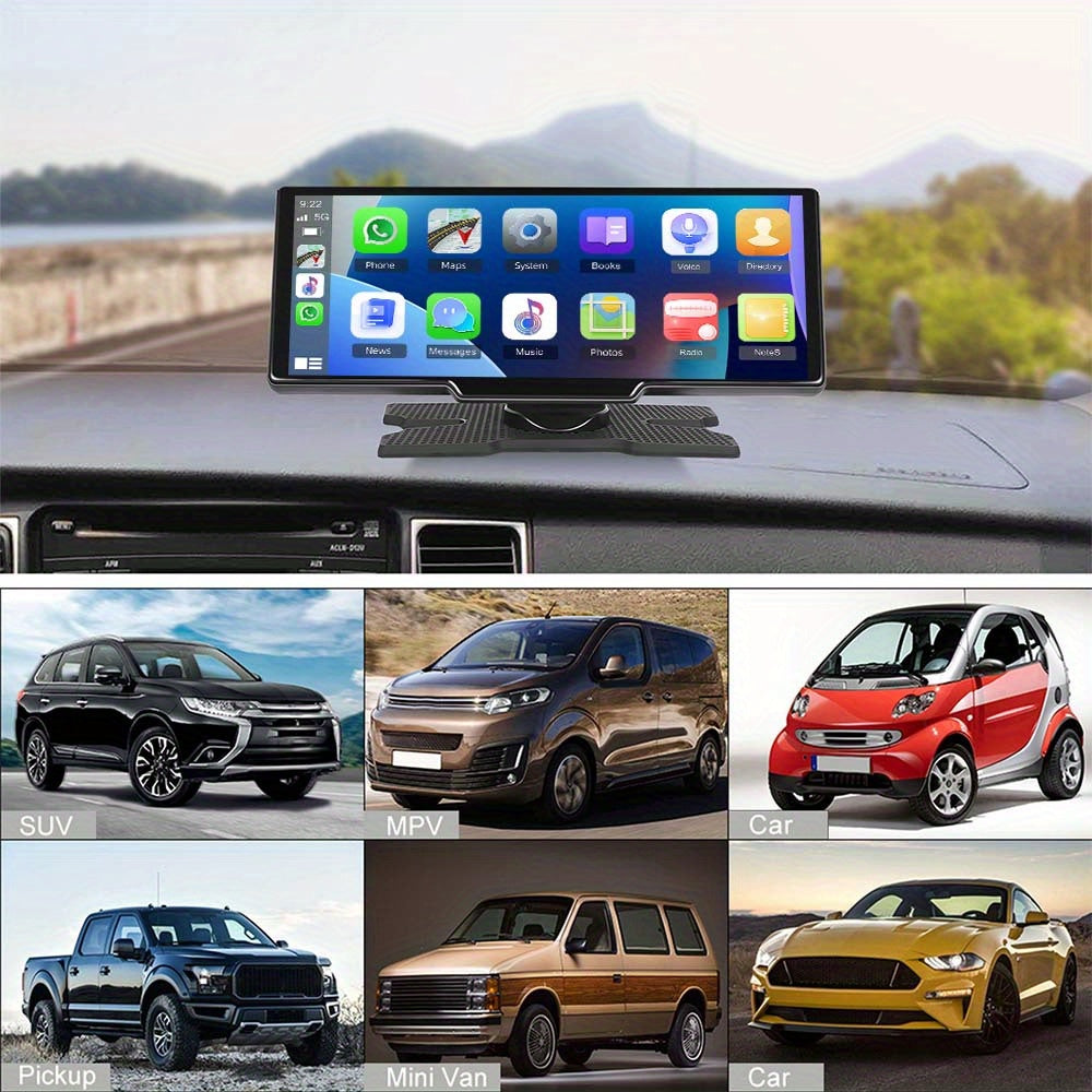 Interactive Touchscreen Car Display with CarPlay, 2.5K Dash Cam & 1080P Backup Camera