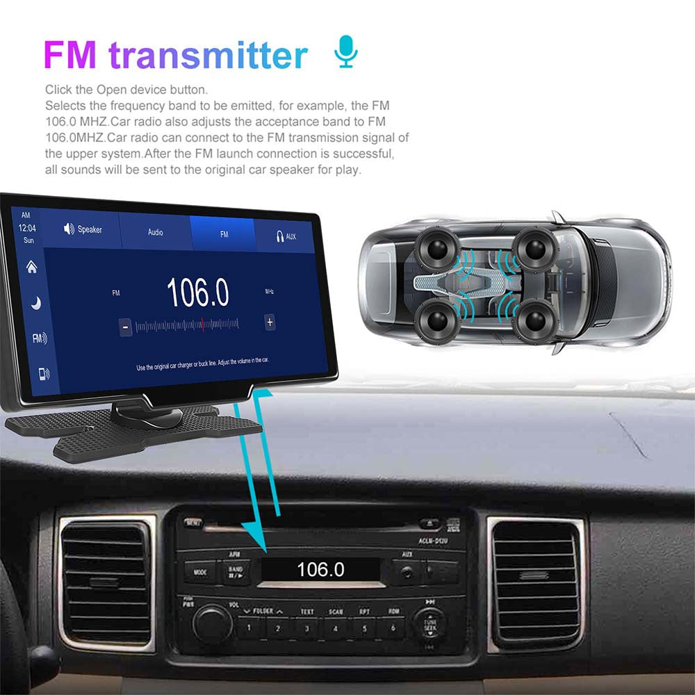 Interactive Touchscreen Car Display with CarPlay, 2.5K Dash Cam & 1080P Backup Camera