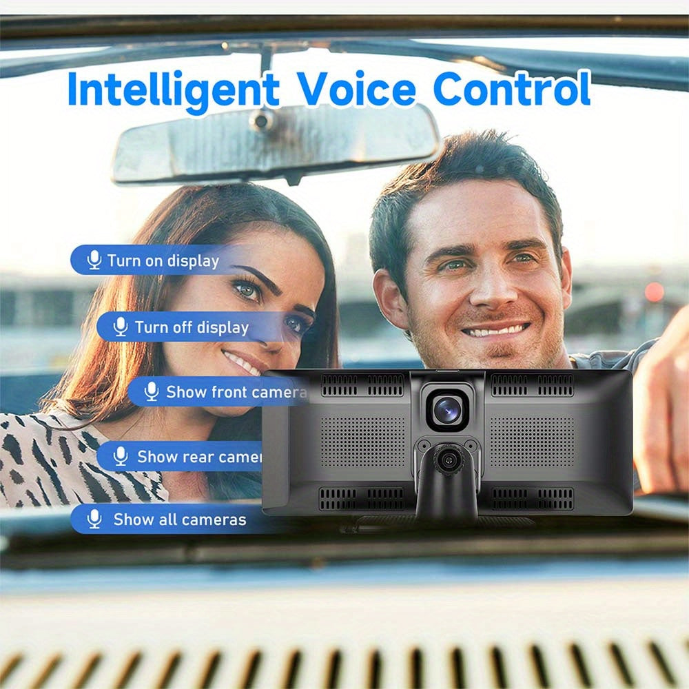 Interactive Touchscreen Car Display with CarPlay, 2.5K Dash Cam & 1080P Backup Camera