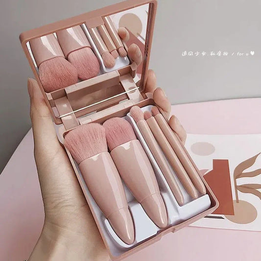 5-in-1 Glam Makeup Brush Set with Travel Case & Mirror