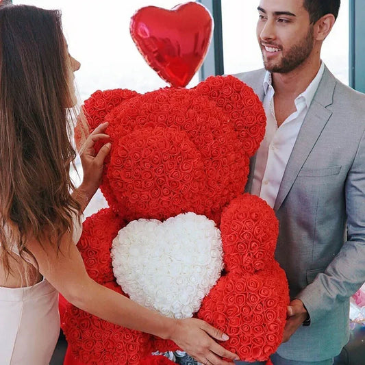 Rose Teddy Bear with Heart