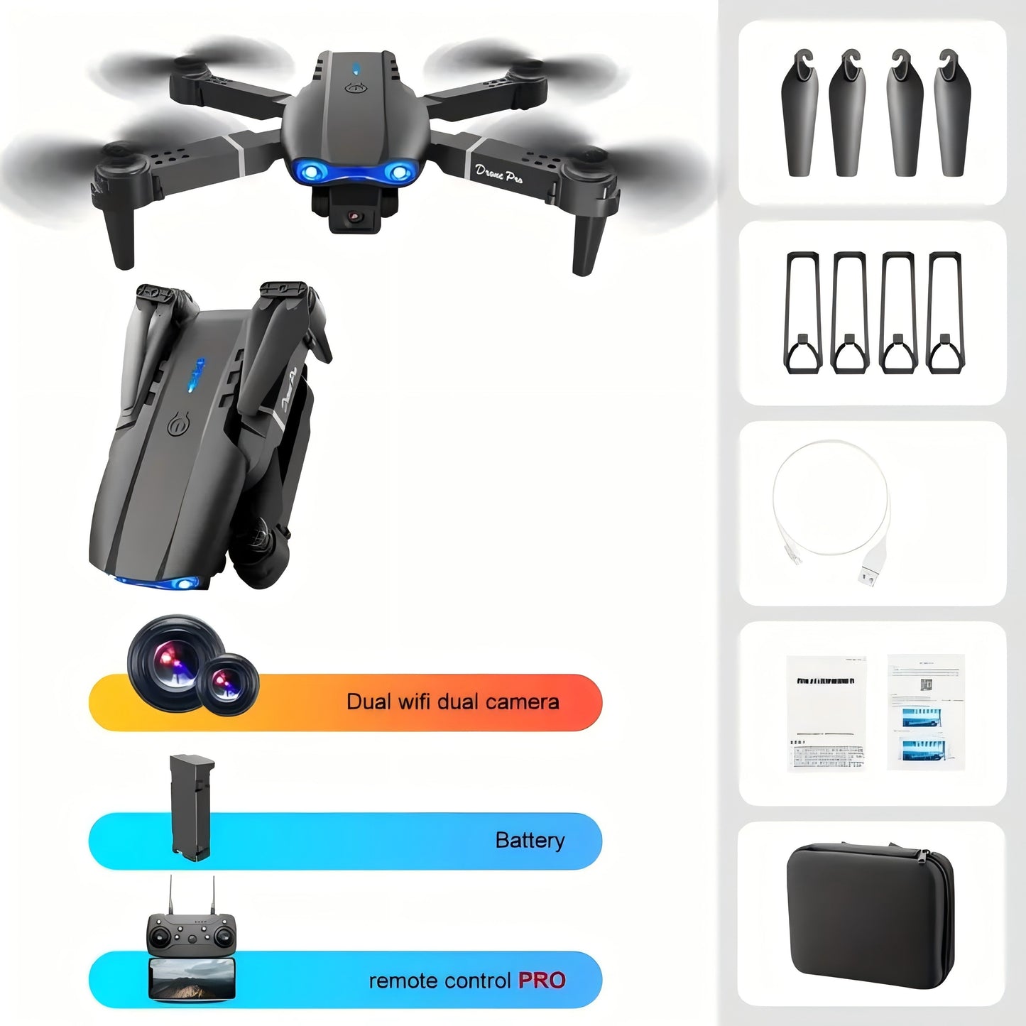 Foldable Quadcopter Drone with HD Dual Cameras